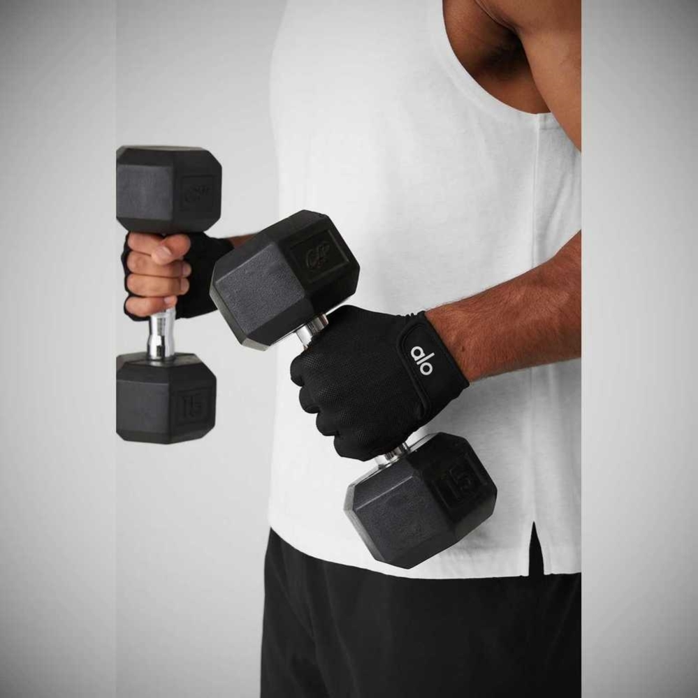 Guantes Alo Yoga Power Moves Workout Hombre Negros | MX-74MPVN