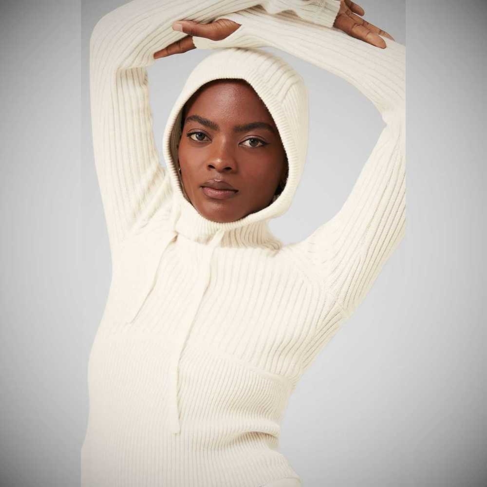 Hoodies Alo Yoga Cashmere Acanalado Invierno Dream Mujer Blancos | MX-36ZKNV