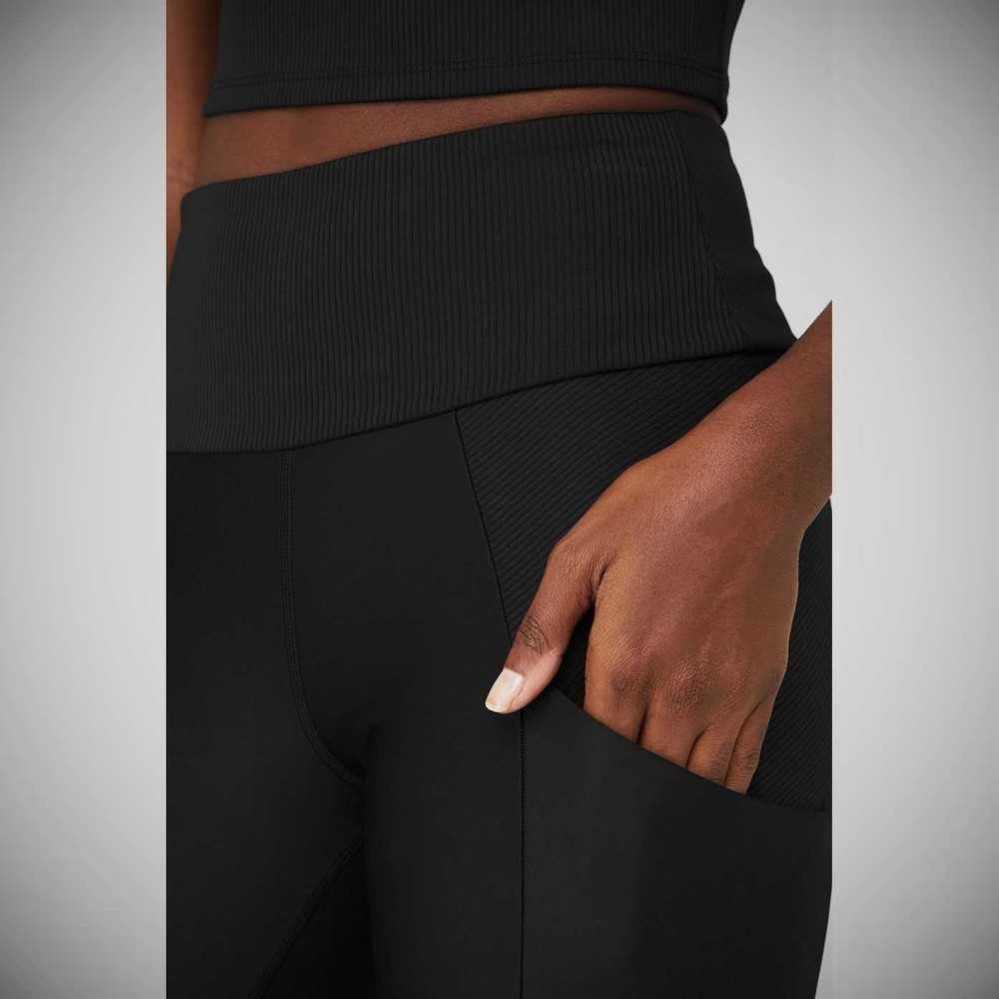 Leggins Alo Yoga Acanalado Airlift High-Cintura 7/8 Enchanted Mujer Negros | MX-02ZNFI