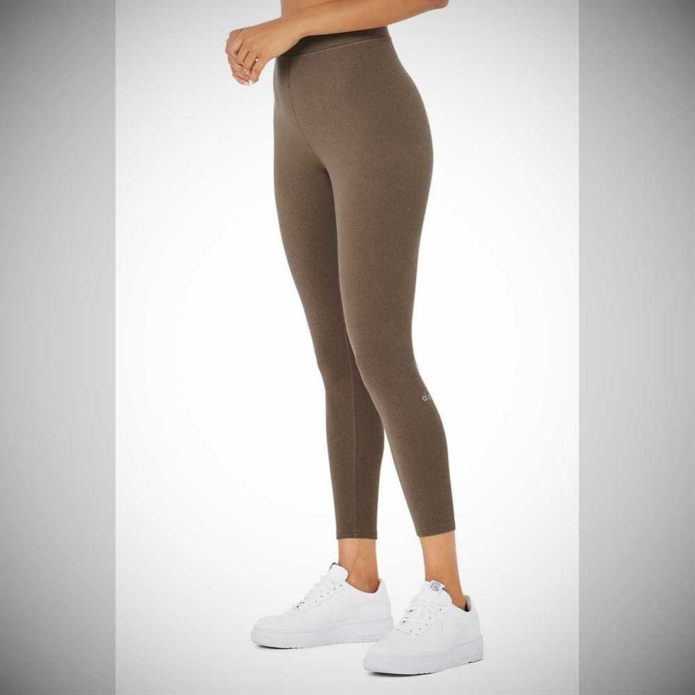 Leggins Alo Yoga Acanalado High-Cintura 7/8 Blissful Mujer Cafes | MX-01DCQK