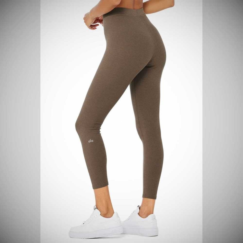 Leggins Alo Yoga Acanalado High-Cintura 7/8 Blissful Mujer Cafes | MX-01DCQK