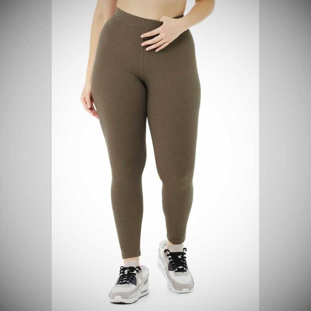 Leggins Alo Yoga Acanalado High-Cintura 7/8 Blissful Mujer Cafes | MX-01DCQK