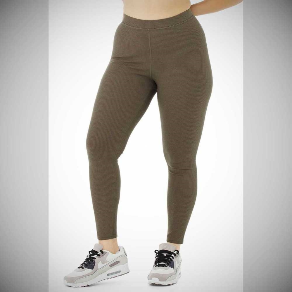 Leggins Alo Yoga Acanalado High-Cintura 7/8 Blissful Mujer Cafes | MX-01DCQK