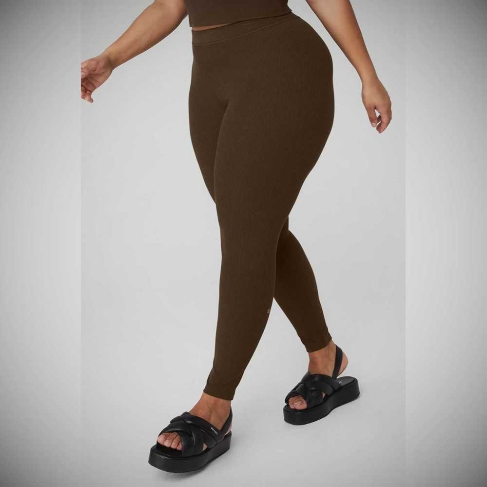 Leggins Alo Yoga Acanalado High-Cintura 7/8 Blissful Mujer Cafes | MX-10THCA