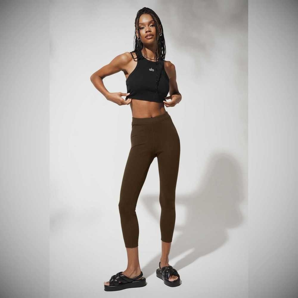 Leggins Alo Yoga Acanalado High-Cintura 7/8 Blissful Mujer Cafes | MX-10THCA