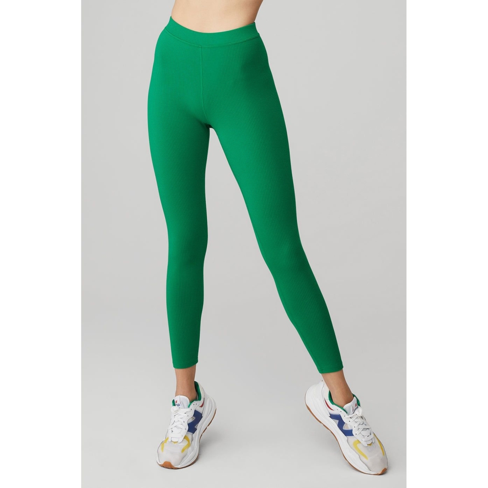 Leggins Alo Yoga Acanalado High-Cintura 7/8 Blissful Mujer Verdes | MX-20PRVM