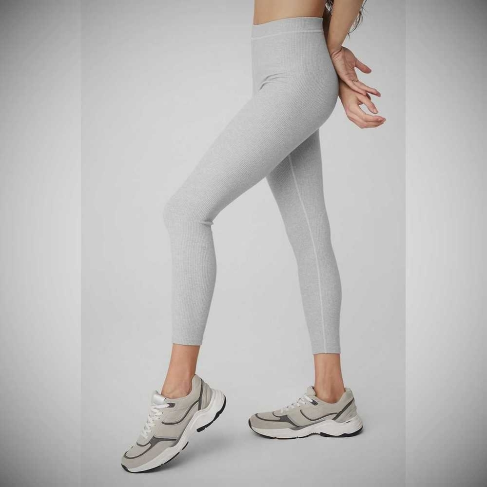 Leggins Alo Yoga Acanalado High-Cintura 7/8 Blissful Mujer Grises | MX-32RGCZ