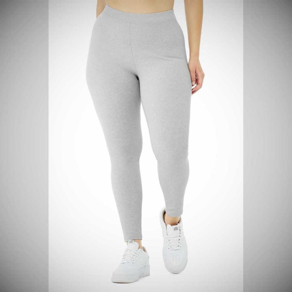 Leggins Alo Yoga Acanalado High-Cintura 7/8 Blissful Mujer Grises | MX-32RGCZ