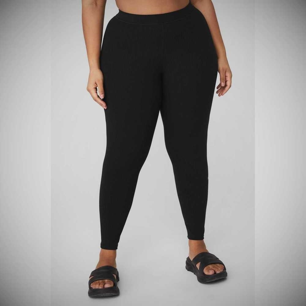 Leggins Alo Yoga Acanalado High-Cintura 7/8 Blissful Mujer Negros | MX-72LQXC