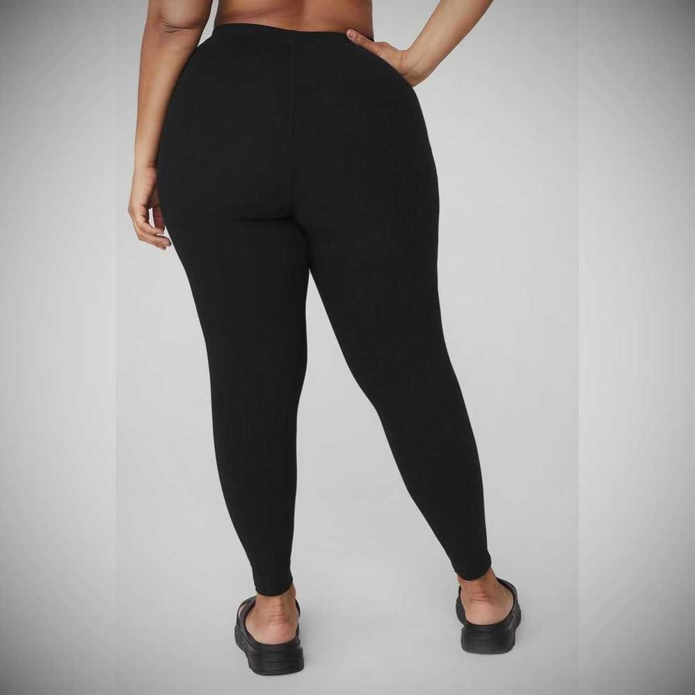 Leggins Alo Yoga Acanalado High-Cintura 7/8 Blissful Mujer Negros | MX-72LQXC