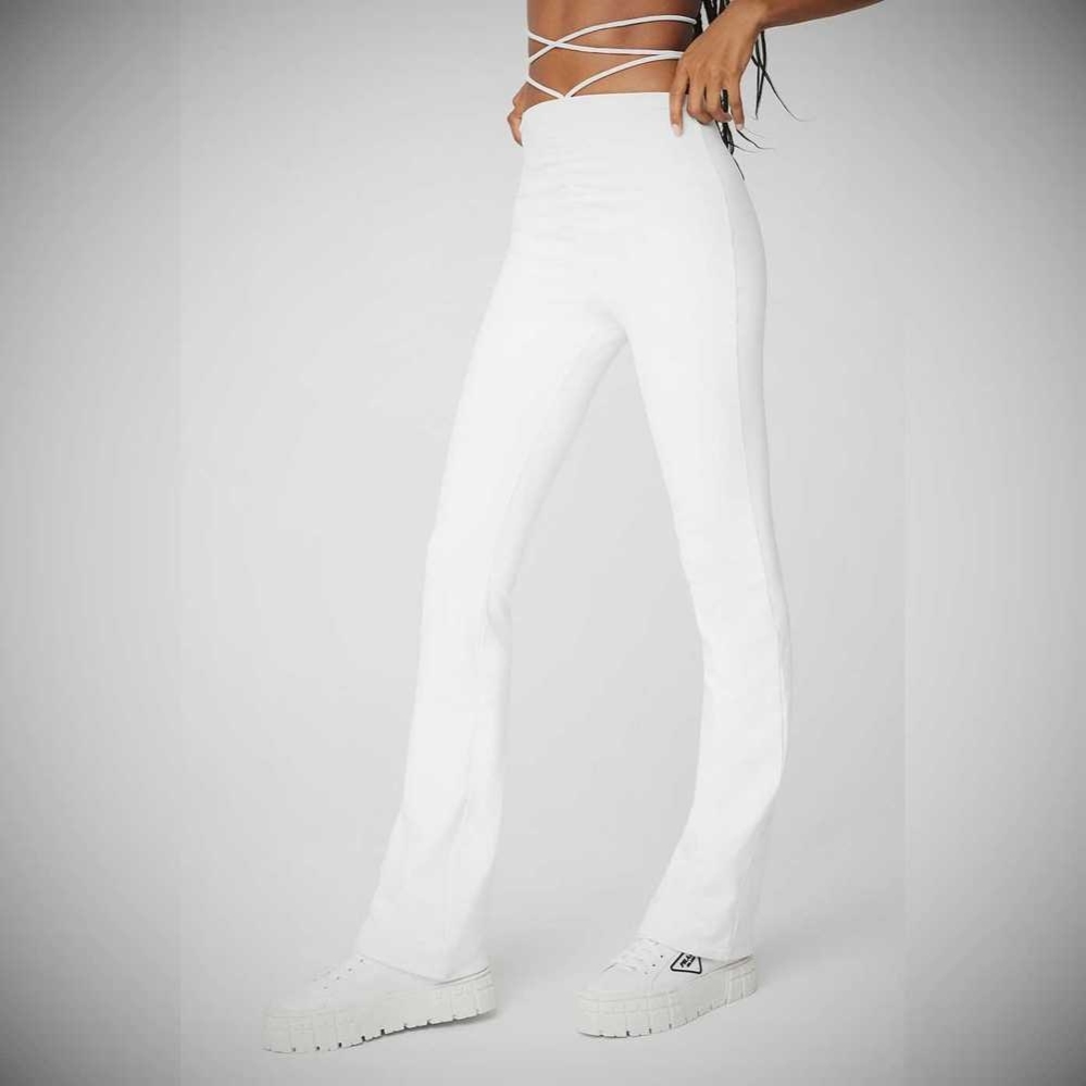 Leggins Alo Yoga Airbrush High-Cintura Cinch Flare Mujer Blancos | MX-67GBSN