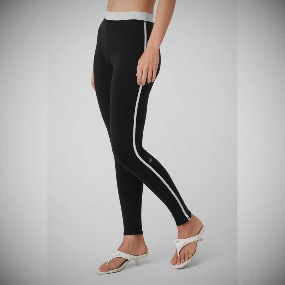 Leggins Alo Yoga Airbrush High-Cintura Streamlined Mujer Negros Blancos | MX-91BANF