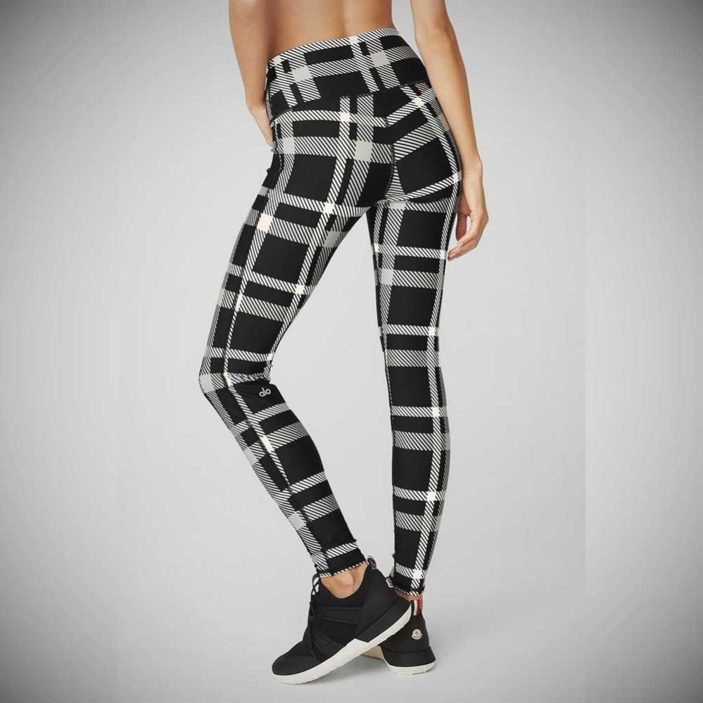 Leggins Alo Yoga Airlift High-Cintura Magnified Plaid Mujer Negros Blancos | MX-32FISM