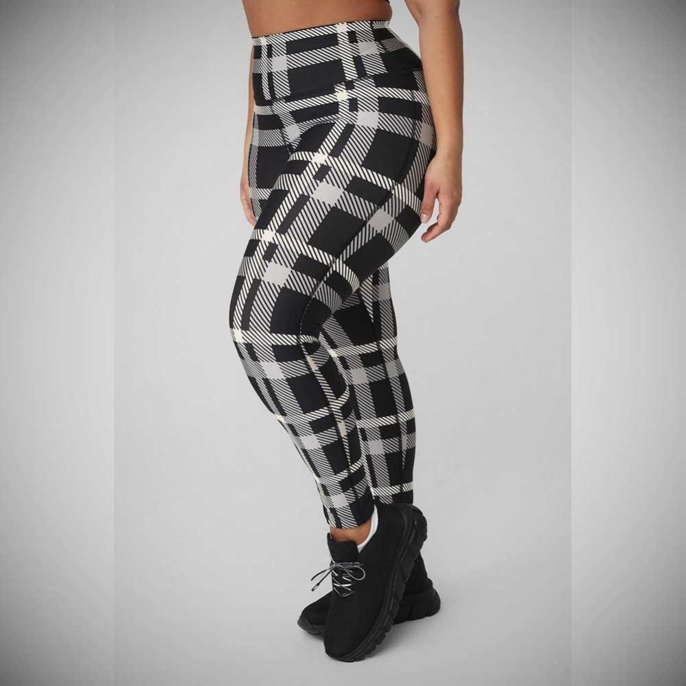 Leggins Alo Yoga Airlift High-Cintura Magnified Plaid Mujer Negros Blancos | MX-32FISM