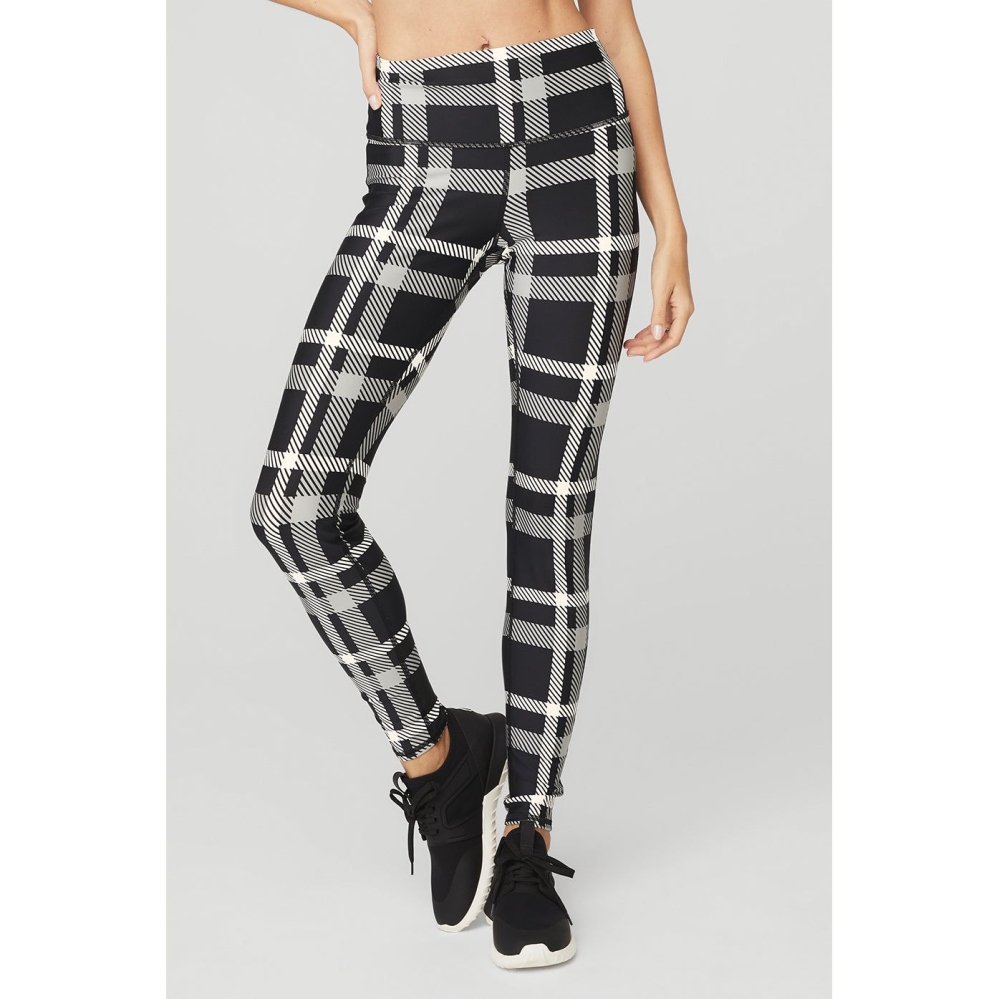 Leggins Alo Yoga Airlift High-Cintura Magnified Plaid Mujer Negros Blancos | MX-32FISM