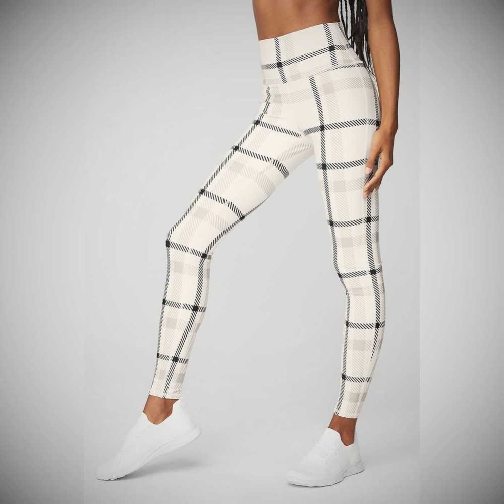 Leggins Alo Yoga Airlift High-Cintura Magnified Plaid Mujer Blancos Negros | MX-42RPDW