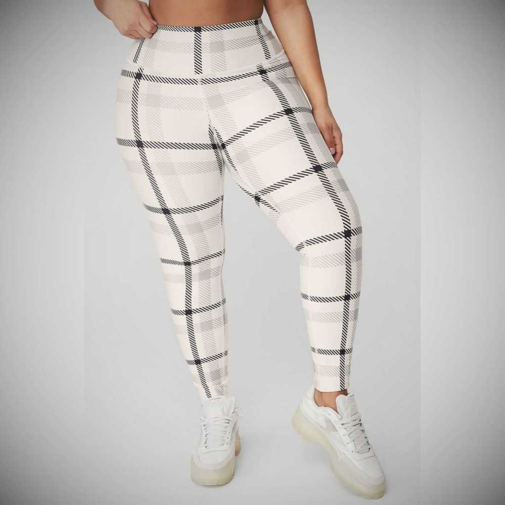 Leggins Alo Yoga Airlift High-Cintura Magnified Plaid Mujer Blancos Negros | MX-42RPDW