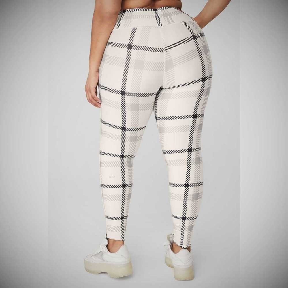 Leggins Alo Yoga Airlift High-Cintura Magnified Plaid Mujer Blancos Negros | MX-42RPDW