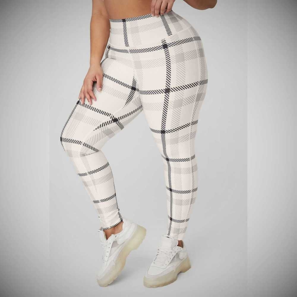 Leggins Alo Yoga Airlift High-Cintura Magnified Plaid Mujer Blancos Negros | MX-42RPDW