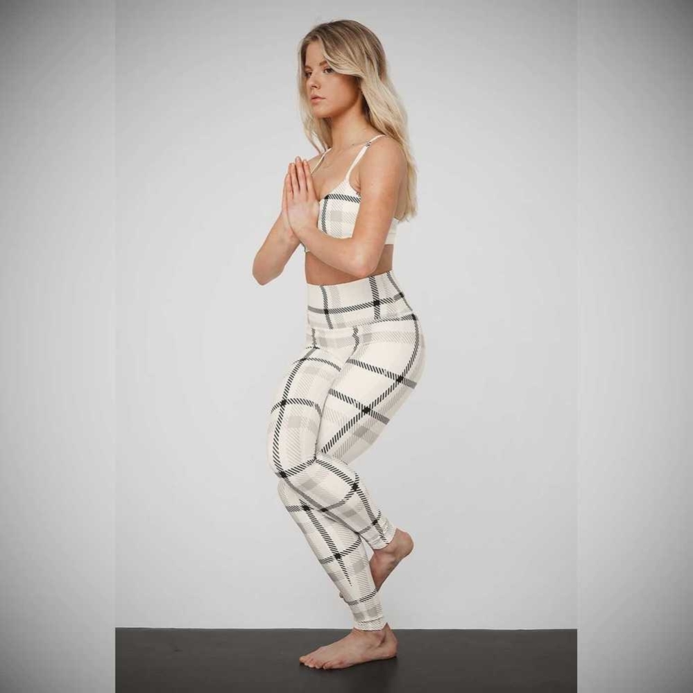 Leggins Alo Yoga Airlift High-Cintura Magnified Plaid Mujer Blancos Negros | MX-42RPDW