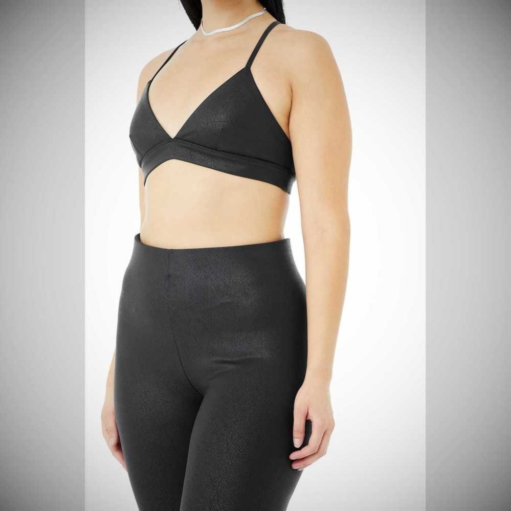 Leggins Alo Yoga Faux Cuero Airbrush High-Cintura Mujer Negros | MX-03CBOG