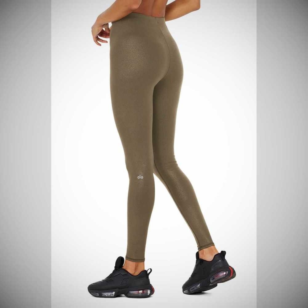 Leggins Alo Yoga Faux Cuero Airbrush High-Cintura Mujer Cafes | MX-76WBQD