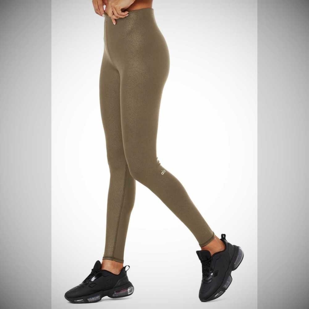 Leggins Alo Yoga Faux Cuero Airbrush High-Cintura Mujer Cafes | MX-76WBQD