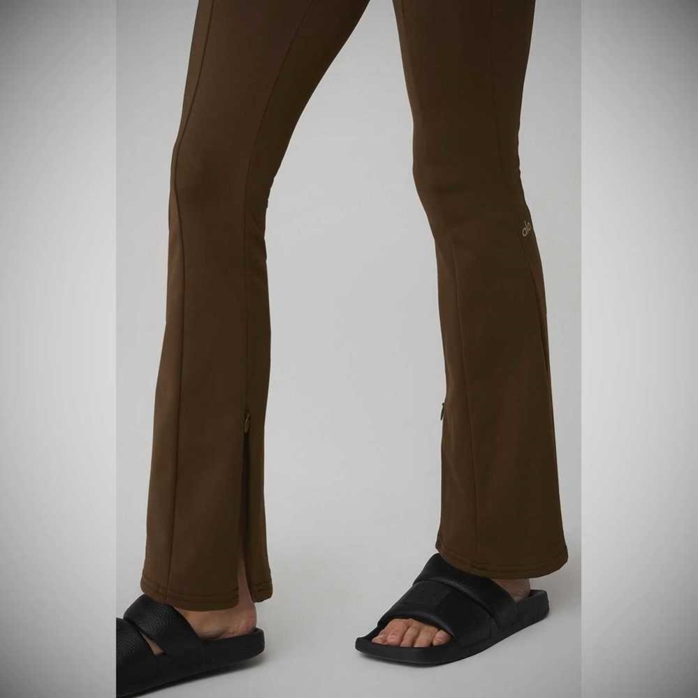 Leggins Alo Yoga High-Cintura 7/8 Zip It Flare Mujer Cafes | MX-03PUCD