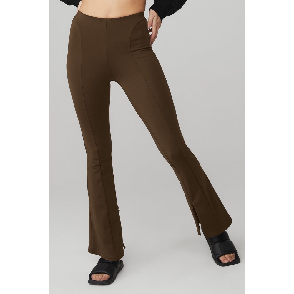 Leggins Alo Yoga High-Cintura 7/8 Zip It Flare Mujer Cafes | MX-03PUCD