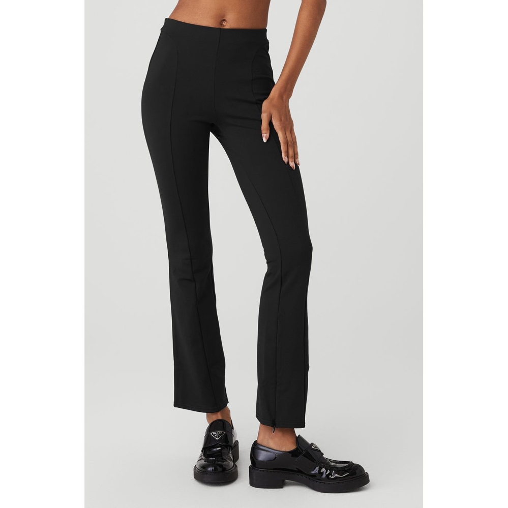 Leggins Alo Yoga High-Cintura 7/8 Zip It Flare Mujer Negros | MX-38EQJN