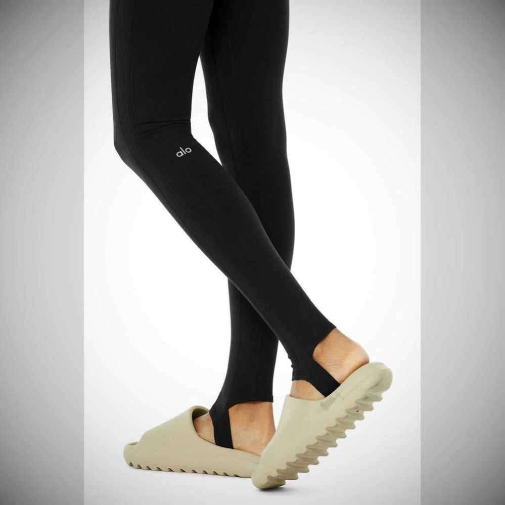 Leggins Alo Yoga High-Cintura Invierno Warmth Plush Stirrup Mujer Negros | MX-69FDOL