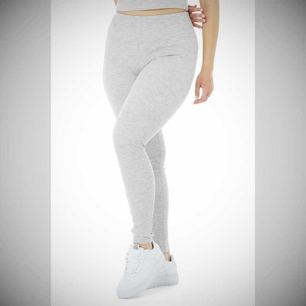 Leggins Alo Yoga High-Cintura Micro Waffle LowKey Mujer Grises | MX-36AGJM