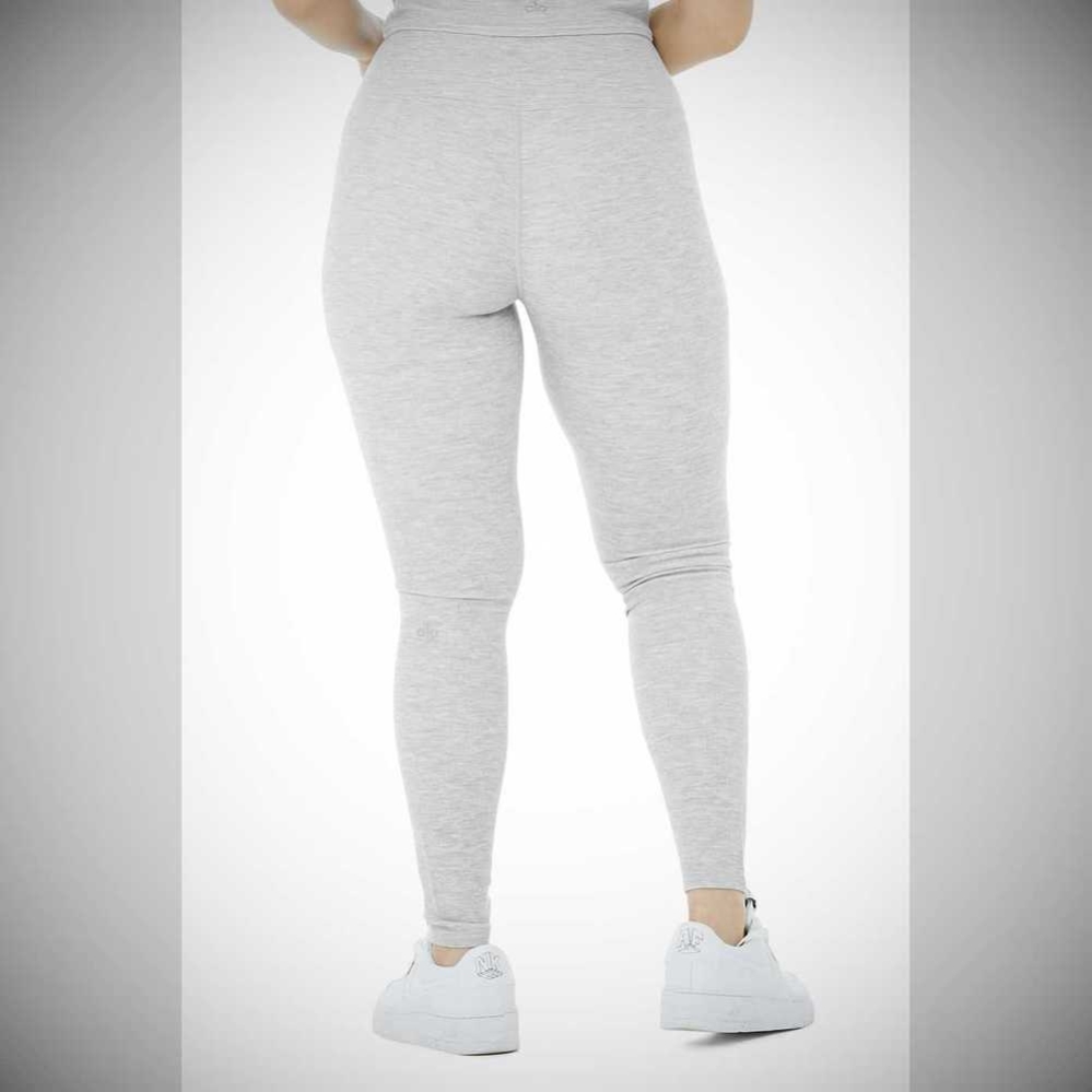 Leggins Alo Yoga High-Cintura Micro Waffle LowKey Mujer Grises | MX-36AGJM