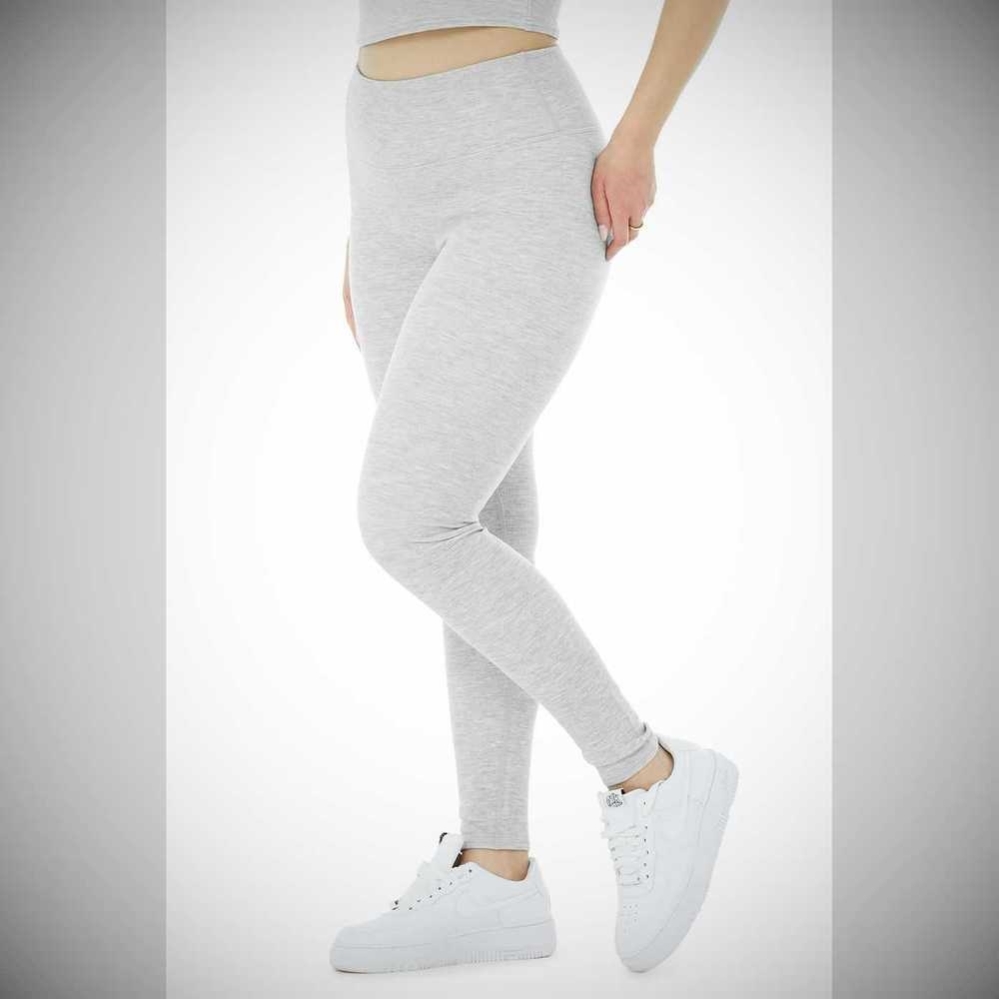 Leggins Alo Yoga High-Cintura Micro Waffle LowKey Mujer Grises | MX-36AGJM