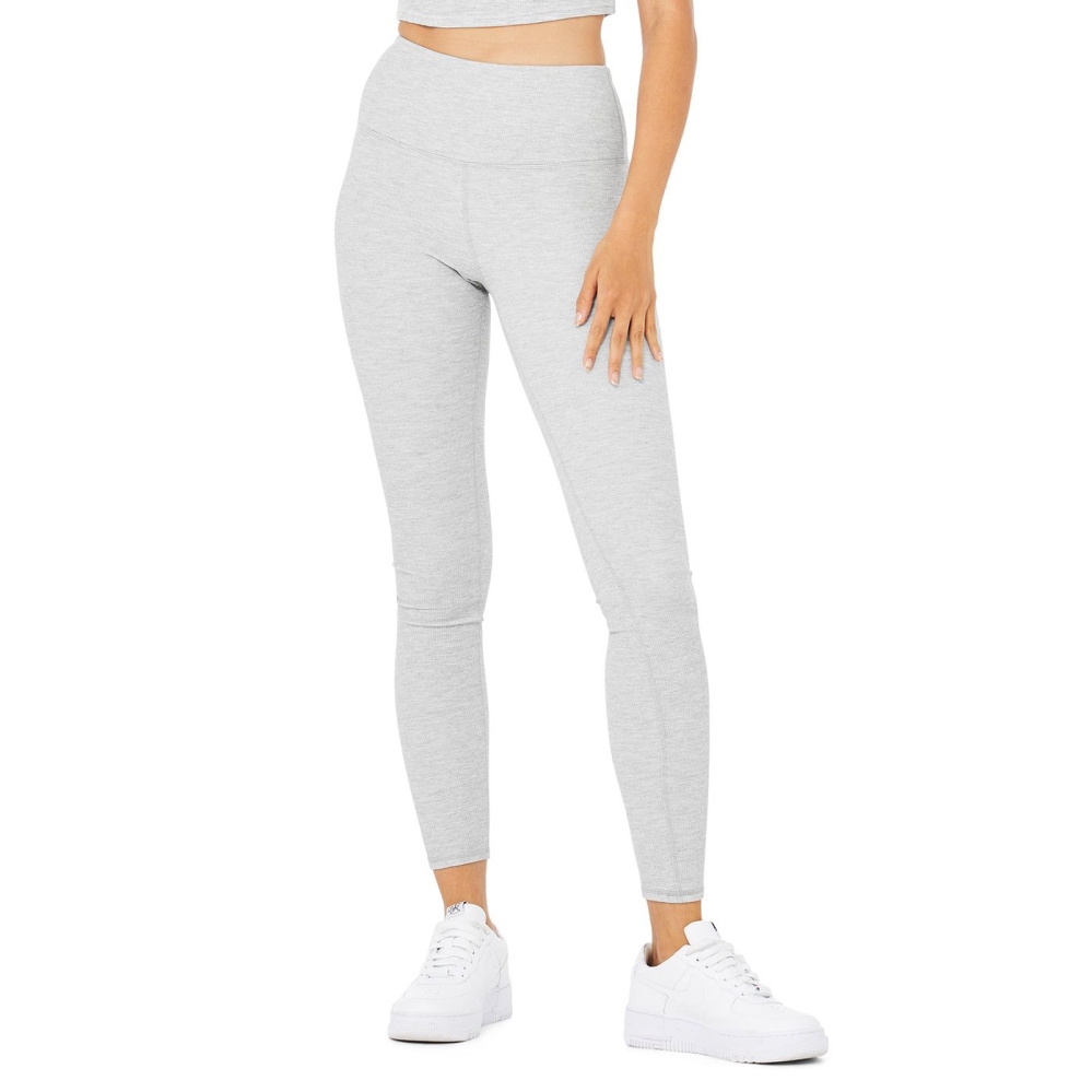 Leggins Alo Yoga High-Cintura Micro Waffle LowKey Mujer Grises | MX-36AGJM