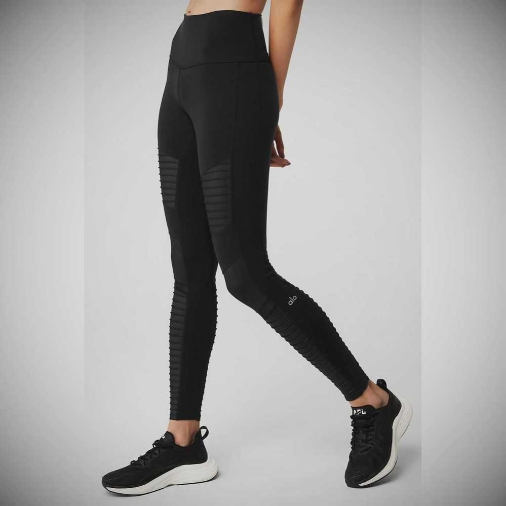 Leggins Alo Yoga High-Cintura Moto Mujer Negros | MX-07INTX