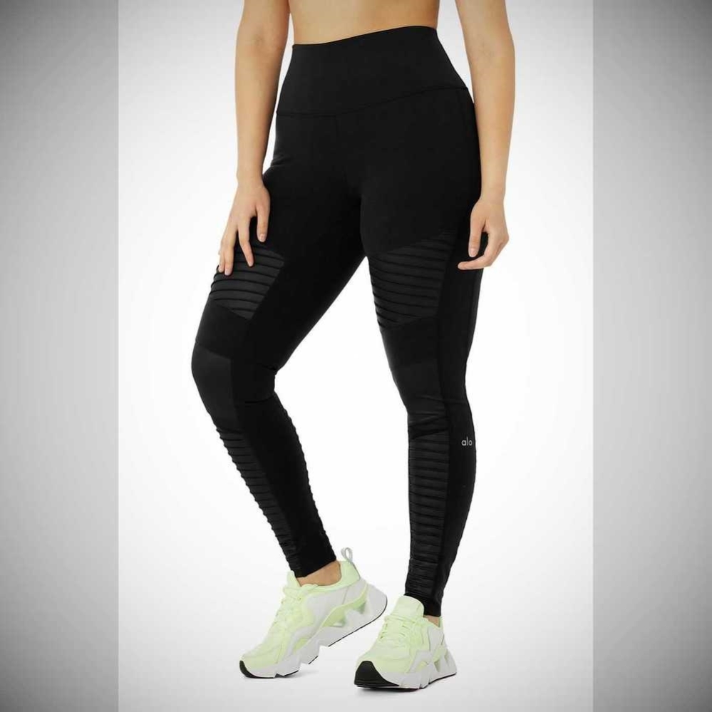 Leggins Alo Yoga High-Cintura Moto Mujer Negros | MX-07INTX