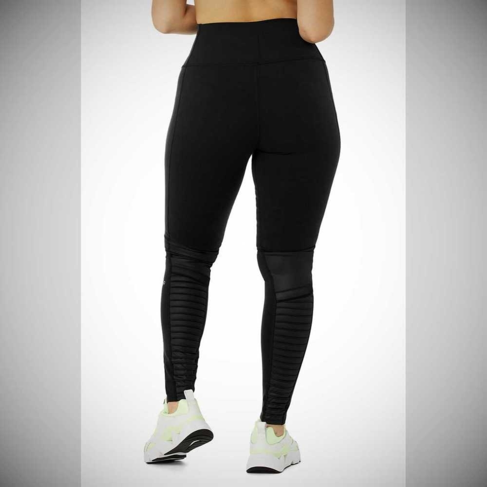 Leggins Alo Yoga High-Cintura Moto Mujer Negros | MX-07INTX