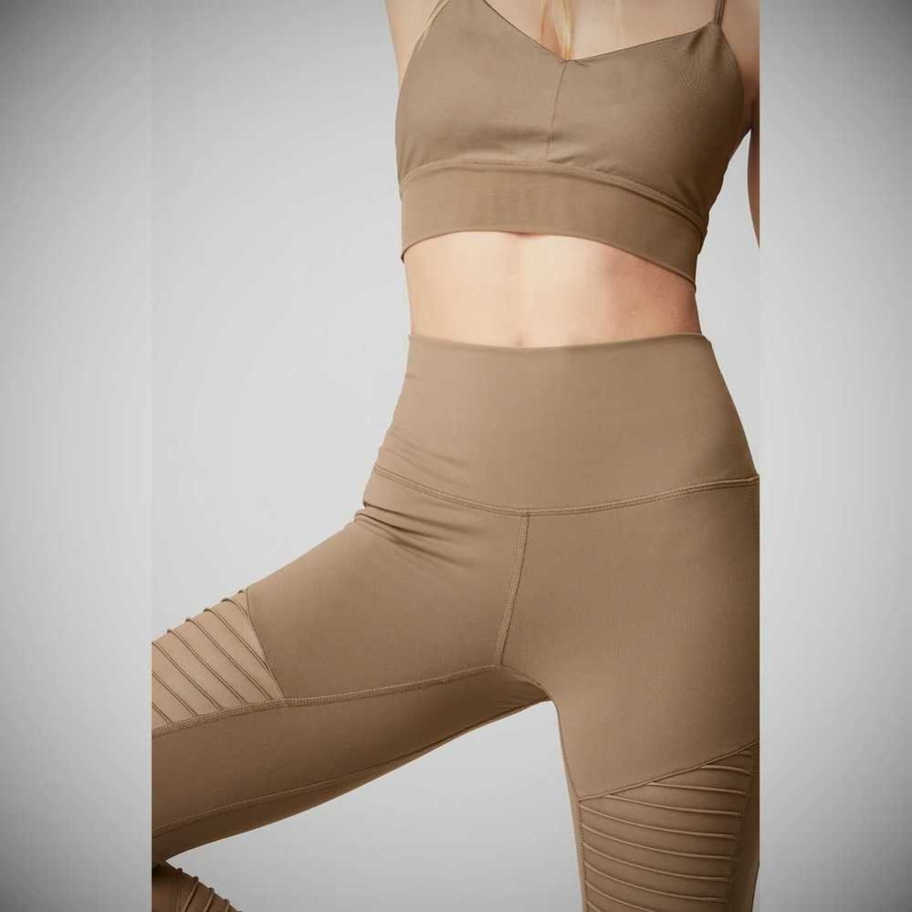 Leggins Alo Yoga High-Cintura Moto Mujer Marrom | MX-37IHUB