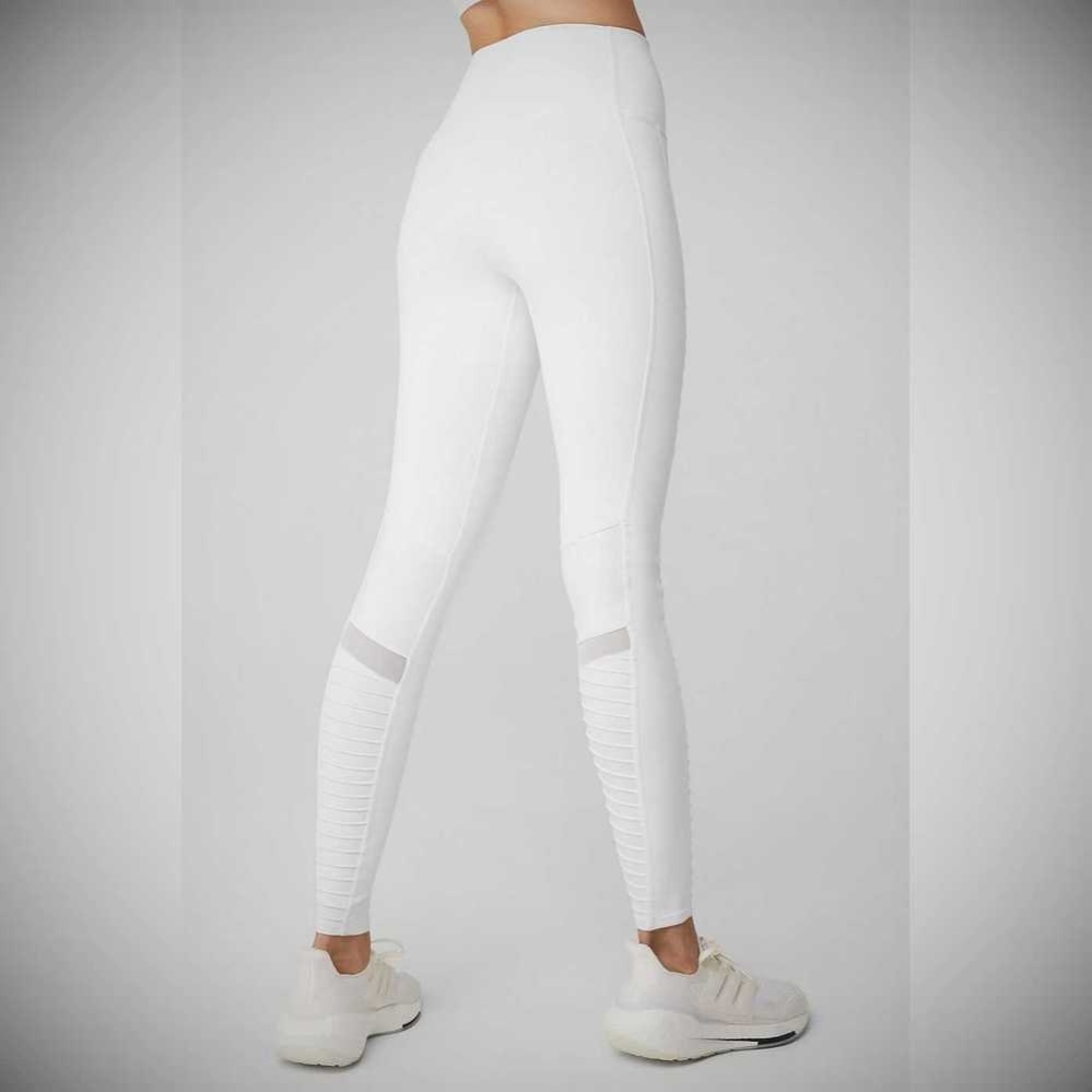 Leggins Alo Yoga High-Cintura Moto Mujer Blancos | MX-42QZRT