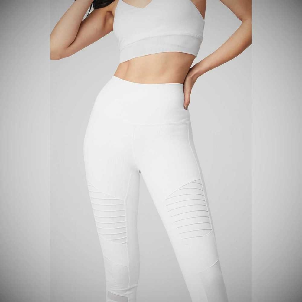 Leggins Alo Yoga High-Cintura Moto Mujer Blancos | MX-42QZRT