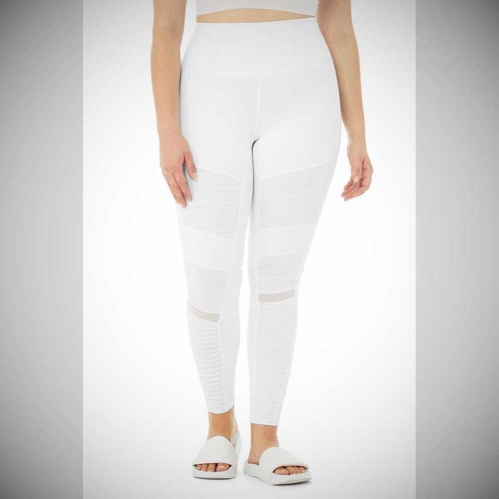 Leggins Alo Yoga High-Cintura Moto Mujer Blancos | MX-42QZRT