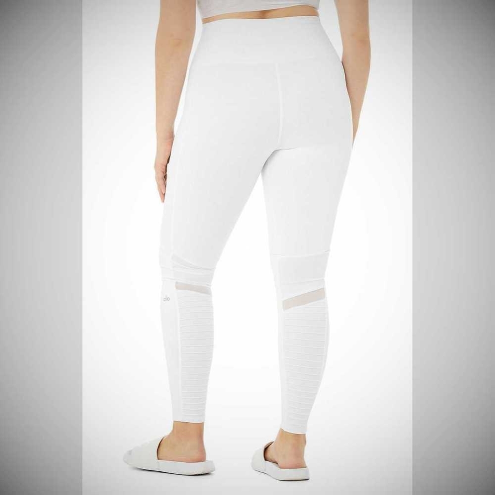 Leggins Alo Yoga High-Cintura Moto Mujer Blancos | MX-42QZRT