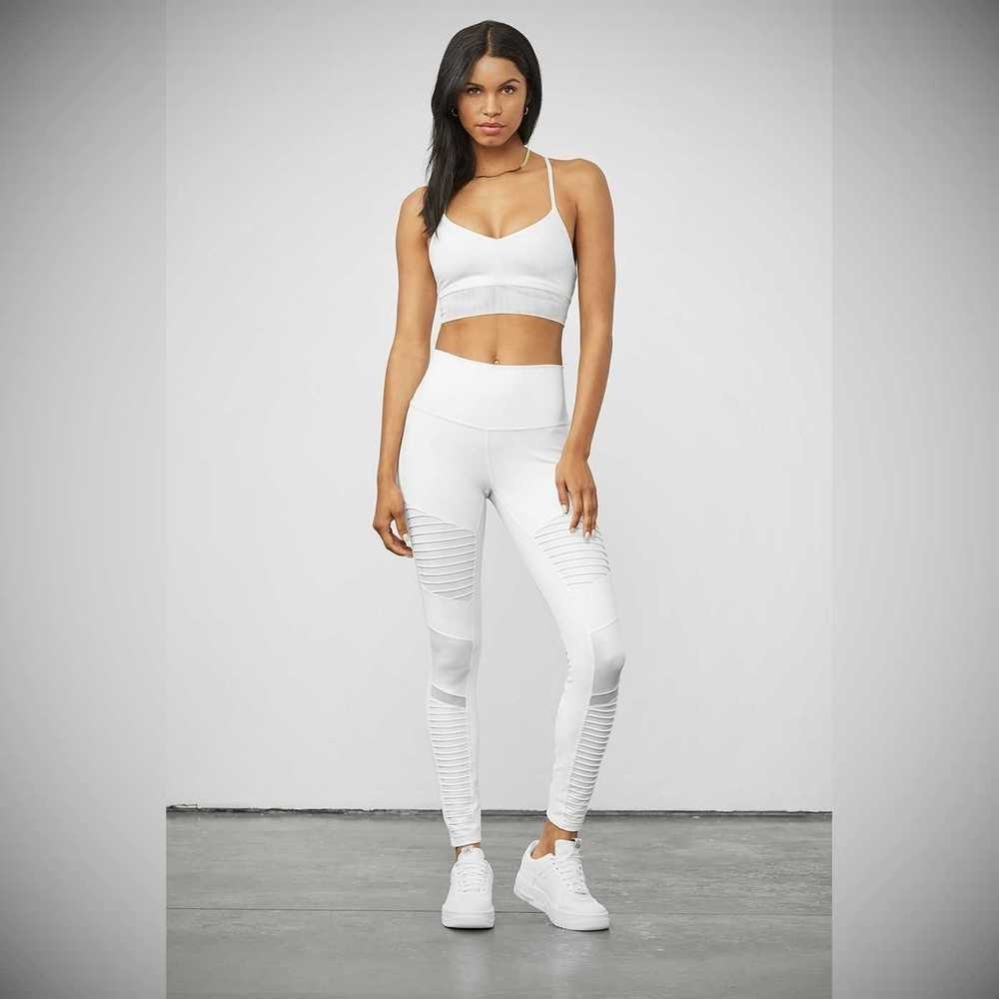 Leggins Alo Yoga High-Cintura Moto Mujer Blancos | MX-42QZRT