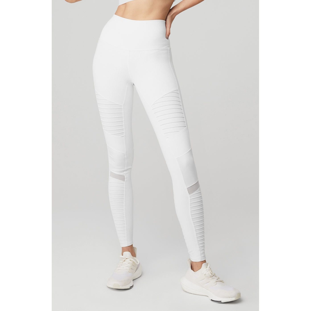 Leggins Alo Yoga High-Cintura Moto Mujer Blancos | MX-42QZRT