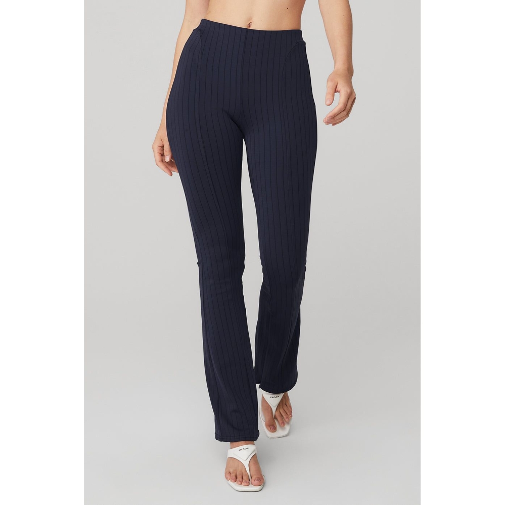 Leggins Alo Yoga High-Cintura Pinstripe Zip It Flare Mujer Azul Marino Negros | MX-09GEDB