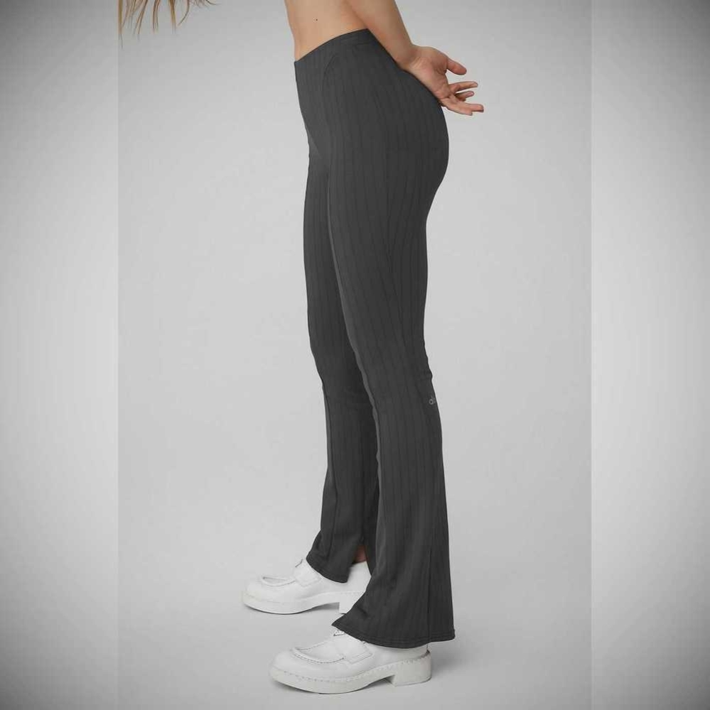 Leggins Alo Yoga High-Cintura Pinstripe Zip It Flare Mujer Grises Negros | MX-61FCUT