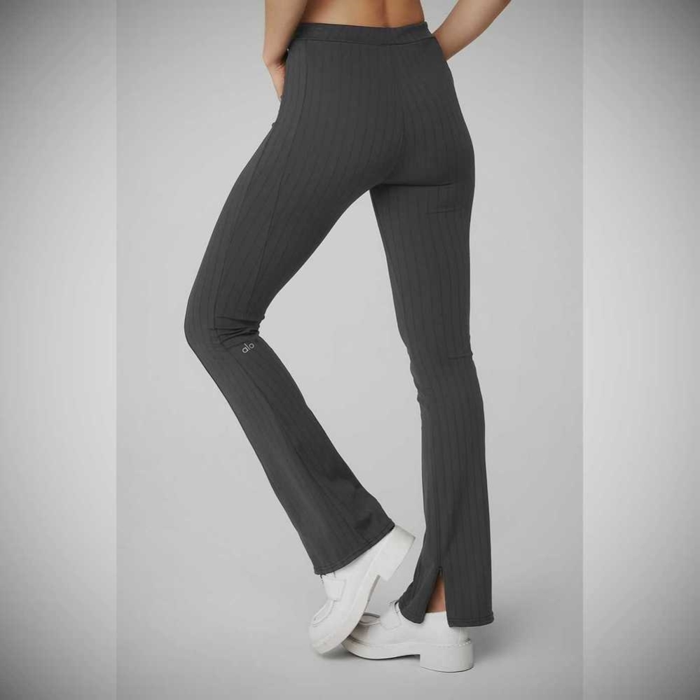 Leggins Alo Yoga High-Cintura Pinstripe Zip It Flare Mujer Grises Negros | MX-61FCUT