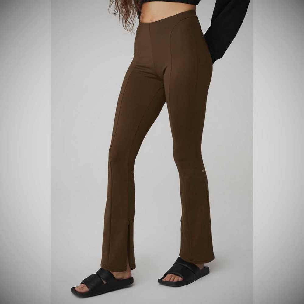 Leggins Alo Yoga High-Cintura Zip It Flare Mujer Cafes | MX-06JTBI