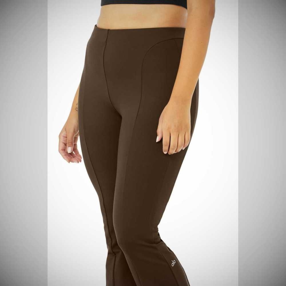 Leggins Alo Yoga High-Cintura Zip It Flare Mujer Cafes | MX-06JTBI